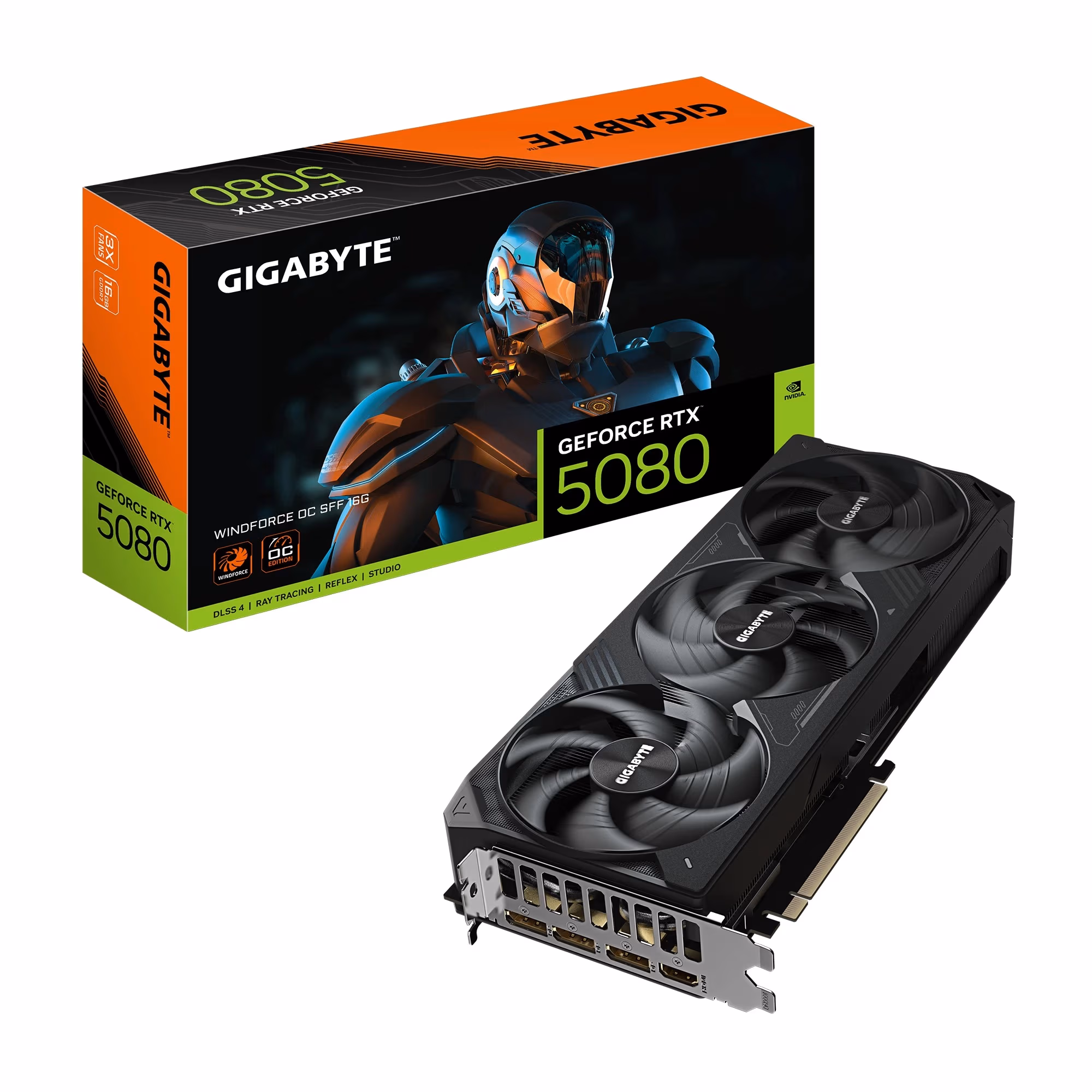 Видеокарта Gigabyte GeForce RTX 5080 WINDFORCE OC / 16GB / GDDR6X / 256bit