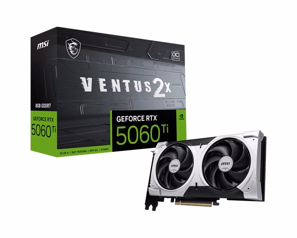 Видеокарта MSI GeForce RTX 5060 Ti 8G VENTUS 2X OC PLUS/ 8GB / GDDR7 / 128bit