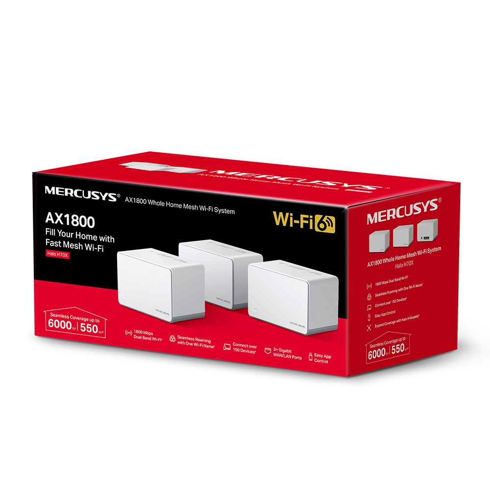 Mesh Wi-Fi System MERCUSYS Halo H70X (3-pack)  / AC1800 Dual Band / 3 x Gigabit LAN photo 3