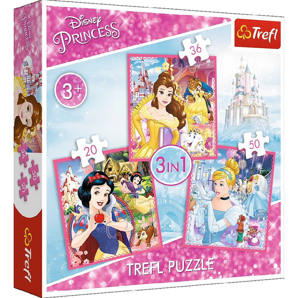 Trefl 34833 Puzzles 3In1 Disney Princess photo 1