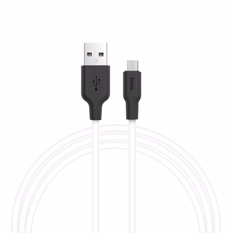 Cable  USB to USB-C   HOCO “X21 Silicone”,  1m,  Black/White, up to 2A, Charging Data Cable, Outer material: Silicone 