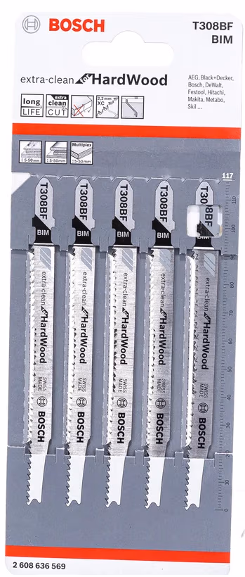 Set de panze de ferastrau pentru puzzle Bosch T 308 BF Extra Clean Cut, 2608636569