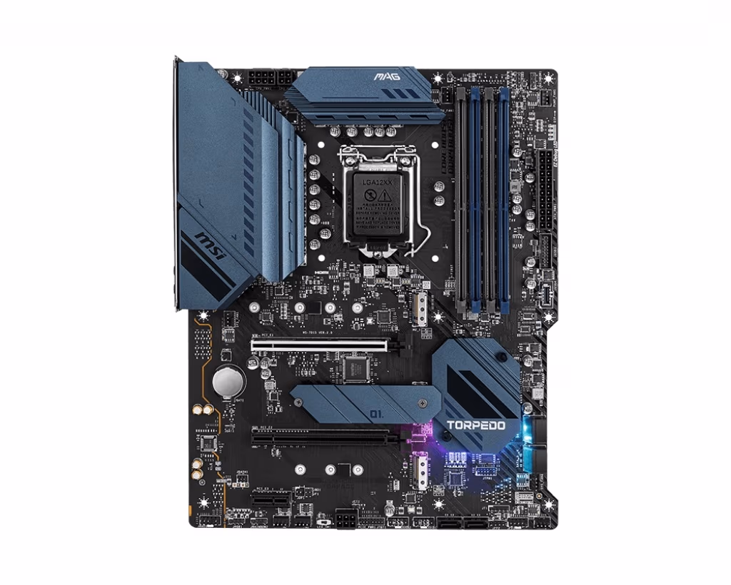 MSI MAG B560 TORPEDO, Socket 1200, Intel® B560 (11/10th Gen CPU), Dual 4xDDR4-5066, CPU graphics, HDMI, DP, 2xPCIe X16 4.0, 6xSATA3, 3xM.2 4.0, 2xPCIeX1, ALC897 HDA, 1GbE+2.5GbE LAN, SPDIF, 2xUSB3.2 Gen2 Type-C, 6xUSB3.2, RGB MysticLight, ATX