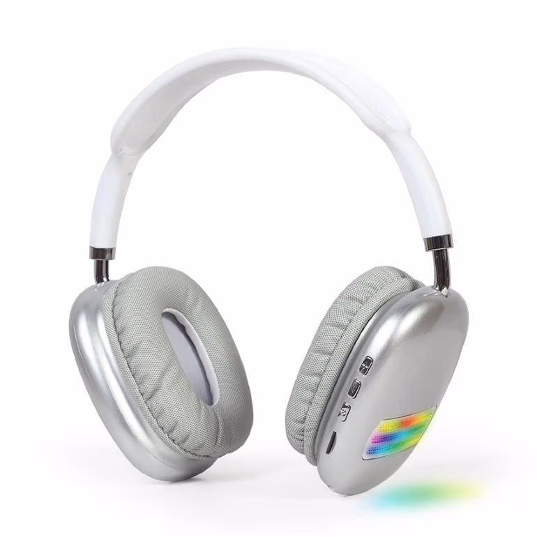 Gembird BHP-LED-02-W,  Bluetooth Stereo Headphones with built-in Microphone,  Bluetooth v.5, Operation distance: up to 10 m in the open air, 400 mAh Li-ion battery, multifunction button, white 