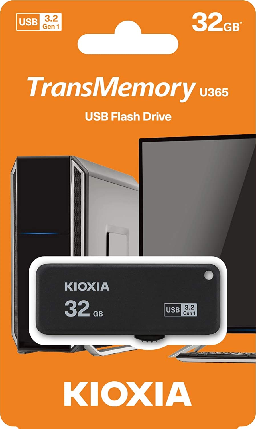 32GB USB3.2 Kioxia (Toshiba) TransMemory U365 Black, Plastic, Capless, Sliding retractable design (Read 150 MByte/s, Write 40 MByte/s) photo 3