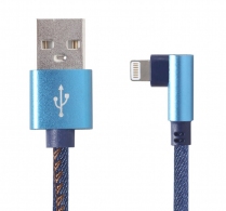 Cable 8-pin 1m - CC-USB2J-AMLML-1M-BL, Premium jeans (denim) 8-pin cable with metal connectors, 1 m, blue, angled thumbnav 1
