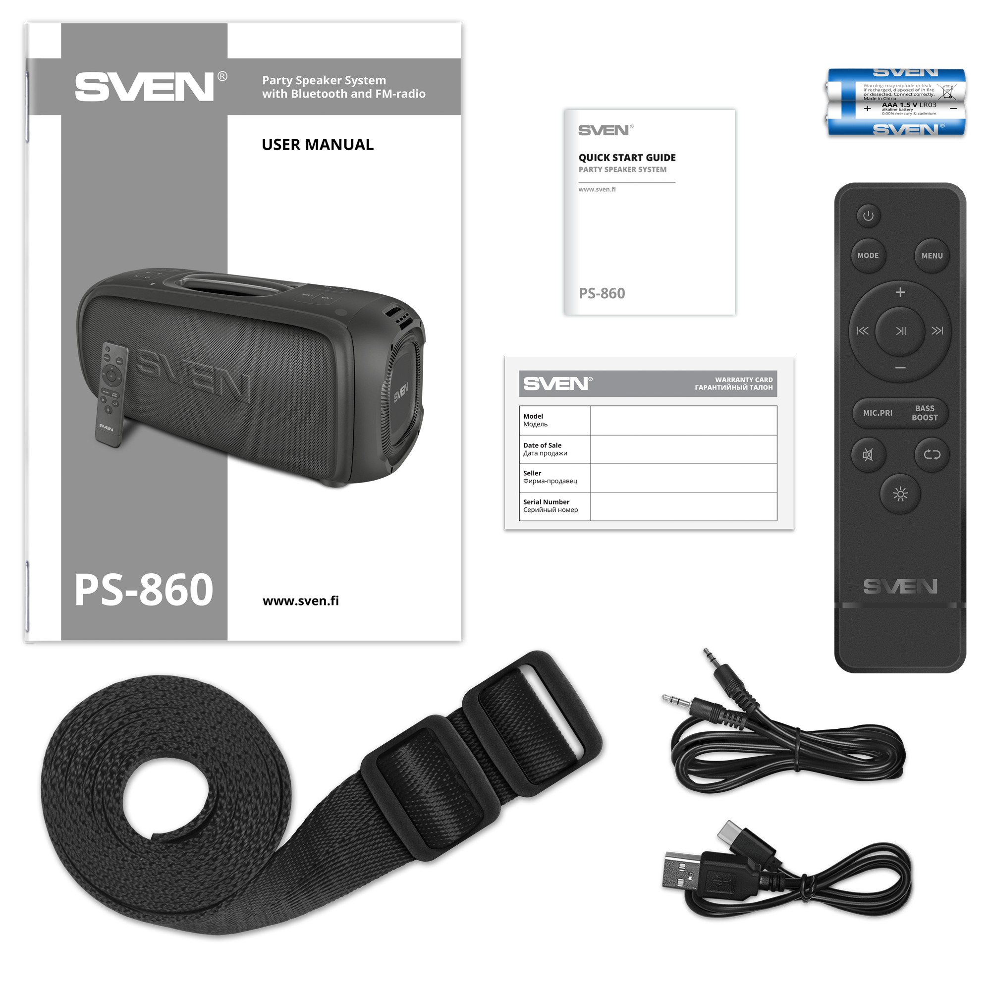 Boxa portabila SVEN PS-860 Black / 100W / Bluetooth / NFC / FM tuner / USB / microSD photo 10
