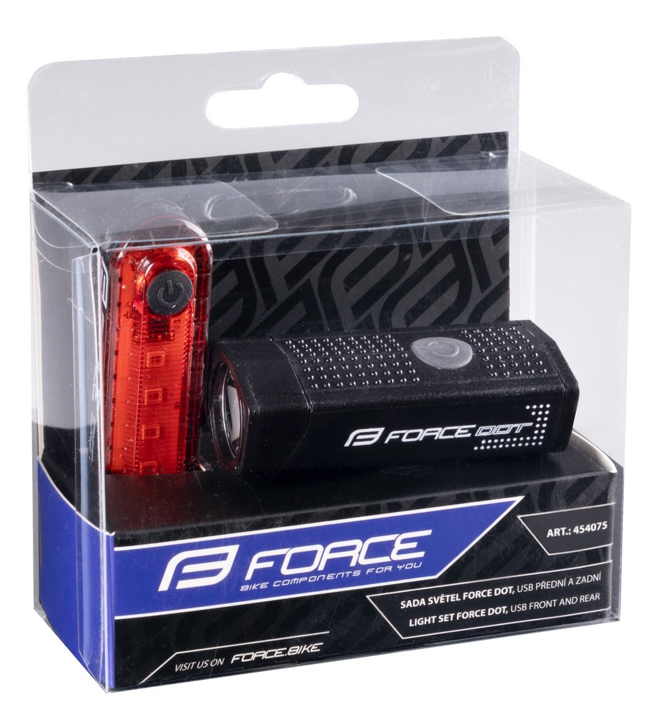 Set fara pentru bicicleta Force USB DOT front+rear photo 4