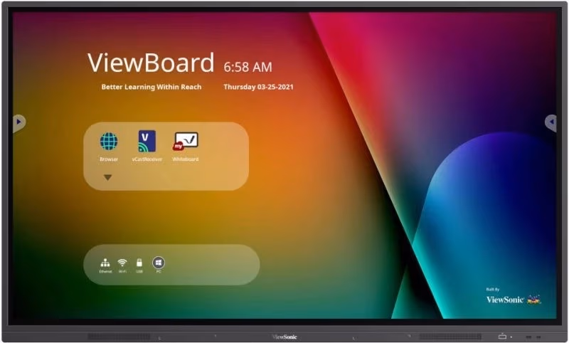 ViewSonic IFP6532-2, EDUCATION - Classroom Essentials, 65"(3840x2160), 20 Multi Touch, 9H, 350nits, 5000:1, 4G RAM/32GB Storage, OPSx1, HDMI-inx2,  VGAx1, USB-Ax4, USB-Bx1, Earphonex1, Audiox1, RS232,  Black 