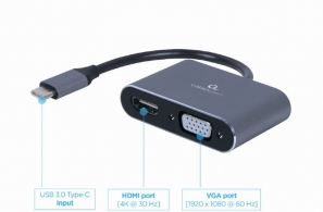 Адаптер Gembird A-USB3C-HDMIVGA-01 / USB Type-C to HDMI + VGA display adapter, space grey thumbnav 2
