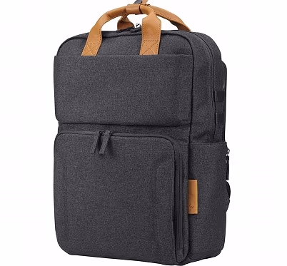 15.6" NB Backpack - HP Envy Urban 15 Backpack (Grey), Weather-Resistant Design, Genuine Leather Handles, Hard Case for Sunglasses, RFID Secured Pocket for Credit Card, Integrated Rain Jacket, Interlocking Zippers. 