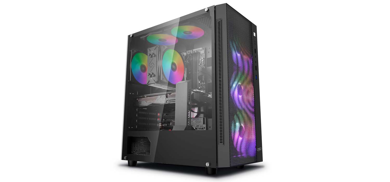 Carcasa DEEPCOOL MATREXX 55 MESH ADD-RGB 4F / w/oPSU / Side panel / 4x120mm ADD-RGB fans / ATX / Black photo 1