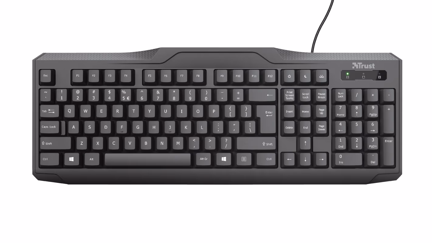 Trust ClassicLine Keyboard, water protection, RU, USB, 1.8m, Black 