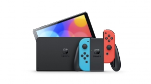Portable Game Console  Nintendo Switch OLED Model, 64GB, Neon Blue and Neon Red, 7" Oled screen, Three modes: Handheld / TV / Tabletop, Wide and Adjustable stand, Built-in wired LAN port in dock-station thumbnav 1