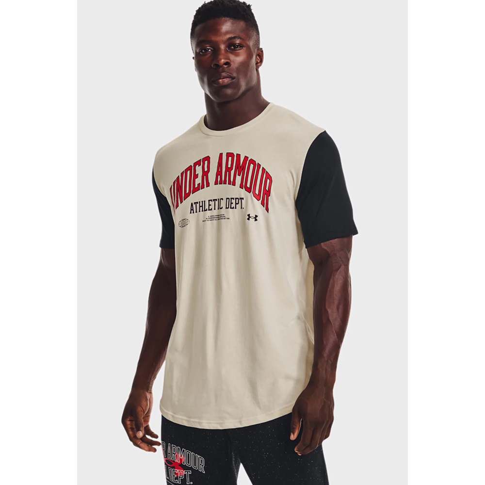 Tricou bărbătesc Under Armour UA ATH DEPT CLRBLK SS LG Bej photo 2