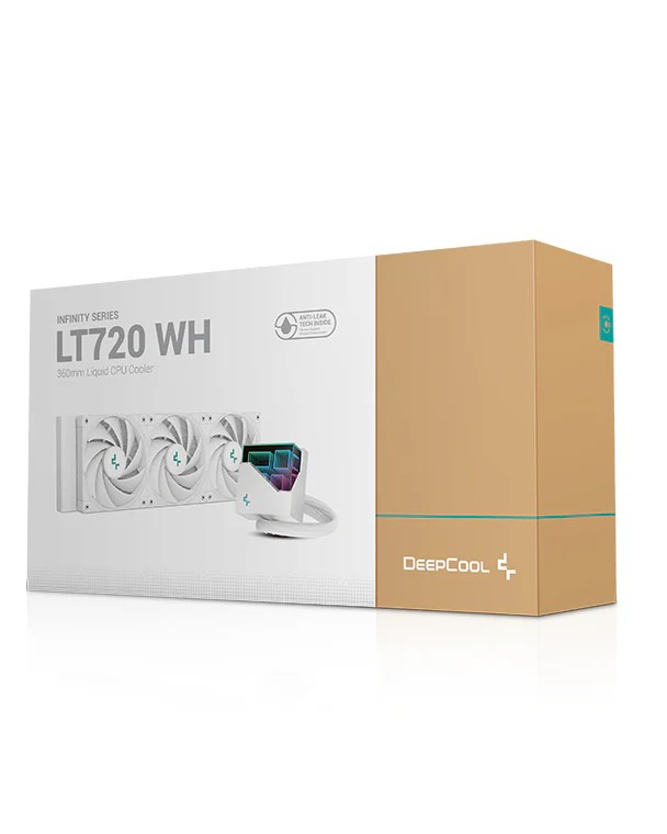 DEEPCOOL Liquid Cooler  "LT720 WH", 360mm radiator, Anti-Leak Technology, LGA2066/2011/1700/1200/1151/1150/1155 & AM5/AM4/sTRX4, up to 300W, 3x120mm PWM LED FK120  fans, ARGB LED lighting cap, fans: 500~2250rpm, 17.6~32.9dBA, 85.85CFM, 4 pin, pump: 3100rp photo 6