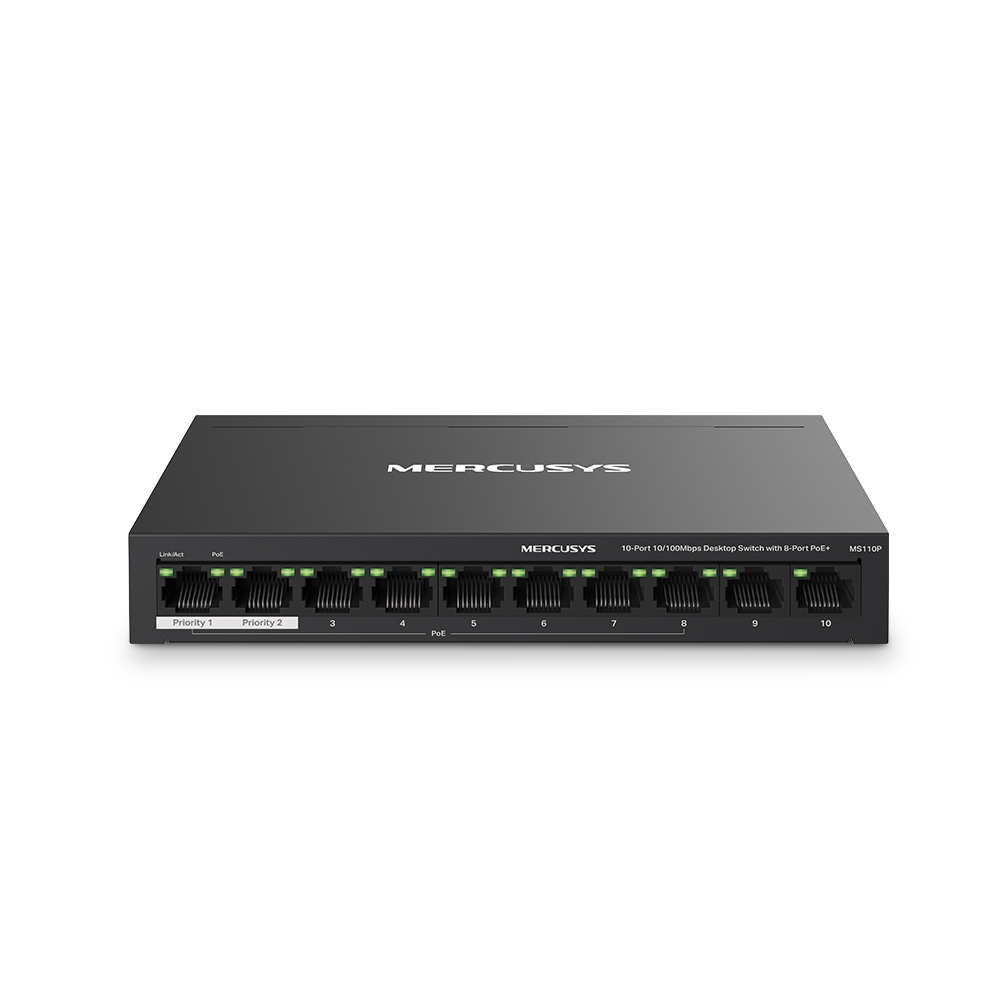 Switch MERCUSYS MS110P / 10 port / 100Mb / RJ45 / Plastic case photo 1 Switch MERCUSYS MS110P / 10 port / 100Mb / RJ45 / Plastic case photo 1