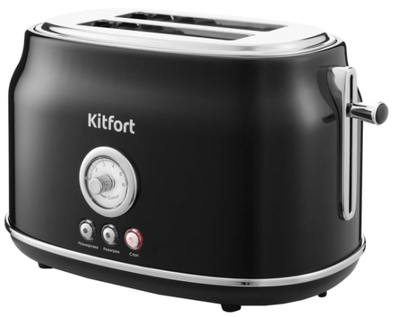 Тостер Kitfort KT-2038-1, 2 тоста, 815 Вт, Черный photo 1