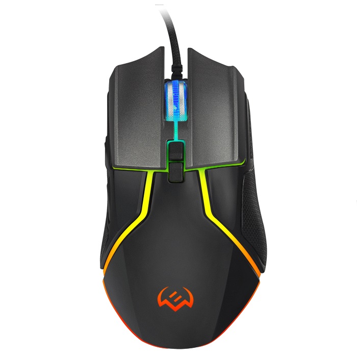 SVEN RX-G960 Gaming, Optical Mouse, 500-6400 dpi, 7+1 buttons (scroll wheel),  DPI switching modes, Two navigation buttons (Forward and Back), RGB backlight, Soft Touch coating, USB, Black photo 1