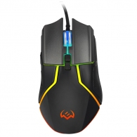 SVEN RX-G960 Gaming, Optical Mouse, 500-6400 dpi, 7+1 buttons (scroll wheel),  DPI switching modes, Two navigation buttons (Forward and Back), RGB backlight, Soft Touch coating, USB, Black thumbnav 1