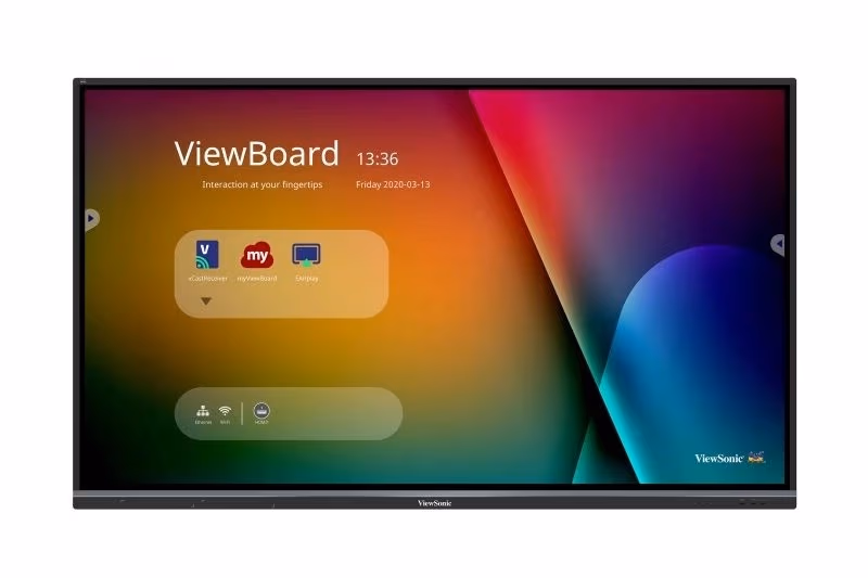 ViewSonic IFP7550-3, EDUCATION - Dual-Pen Interactivity, 74.5" 20 Points Ultra-Fine Touch,7H Tempered Glass (AG),3840x2160,350nits,1200:1,32GB Storage, 3GB RAM ,VGAx1,HDMI inx3,HDMI outx1,SPDIFx1,Earphonex1,USBx7(front x3, rear x4),RJ45x1,RS232x1,10W 