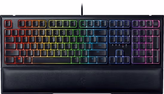 RAZER Ornata V2 - Russian Layout / Mecha-Membrane Technology, Tactile click with soft, cushioned touch, Razer Chroma™ backlighting with 16.8 million customizable color, Ergonomic wrist rest, Razer Synapse enabled, Fully programmable keys, USB