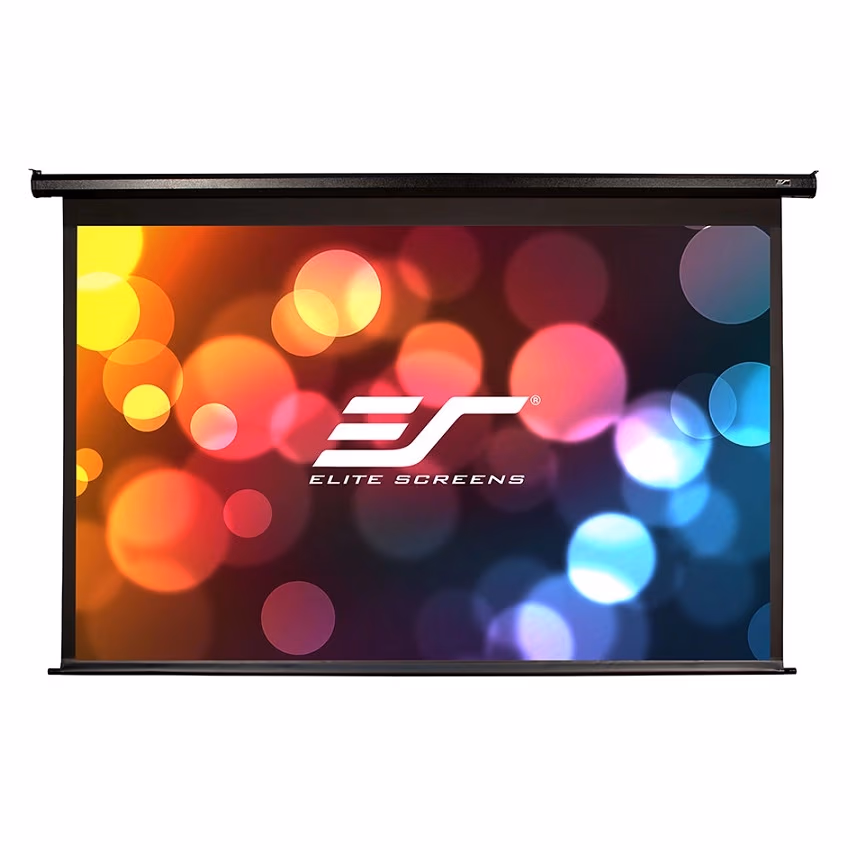 Elite Screens 120" (16:9) 266 x 149 cm, Electric Projection Screen, VMAX2 Series with IR/Low Voltage 3-way wall box, TopDrop 15cm, Black 