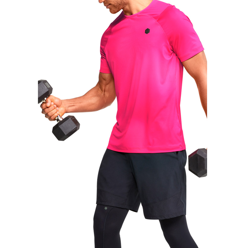 Tricou bărbătesc Under Armour UA HG RUSH FITTED SS PRINTED L Roz photo 2
