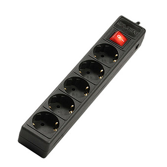 Surge Protector SVEN Optima Base, 5 Sockets, 5m, Black photo 1