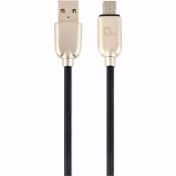 Cable USB2.0/Micro-USB Premium Rubber - 2m - Cablexpert CC-USB2R-AMmBM-2M, Black, USB 2.0 A-plug to Micro-USB plug, blister