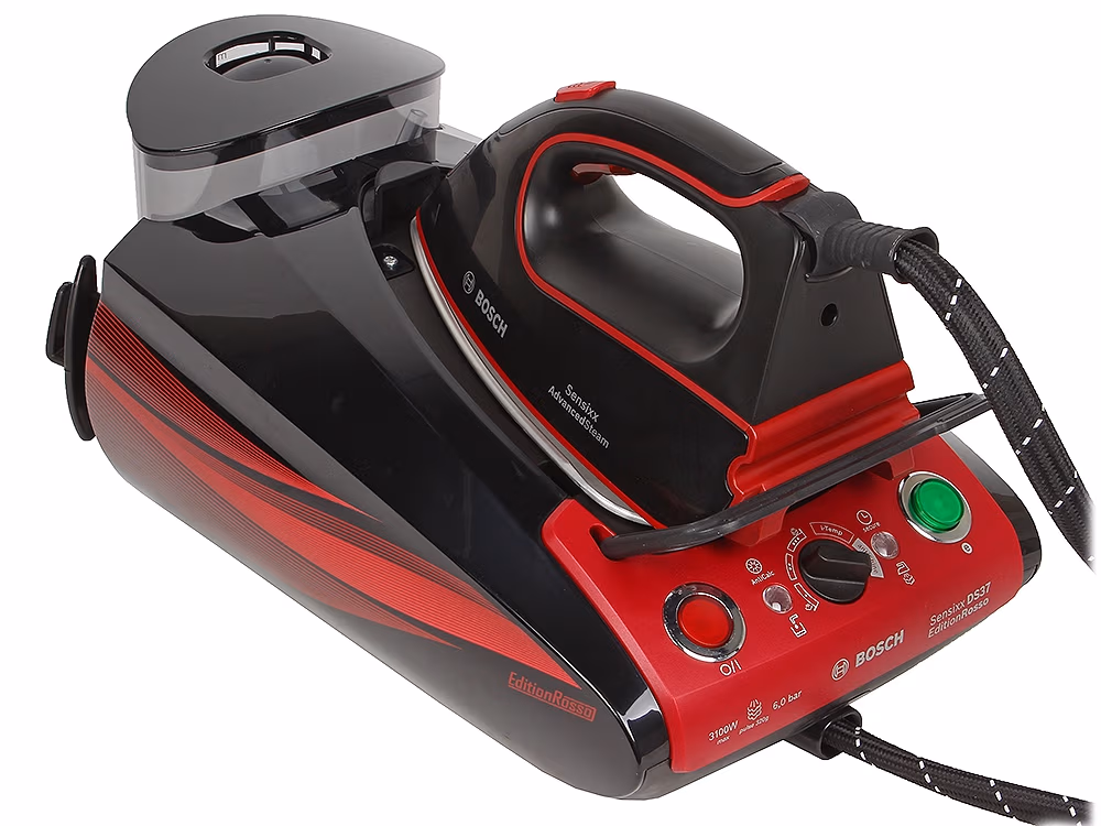Generator de aburi Bosch TDS373118P, 3100 W, 1400 ml, Negru-rosu