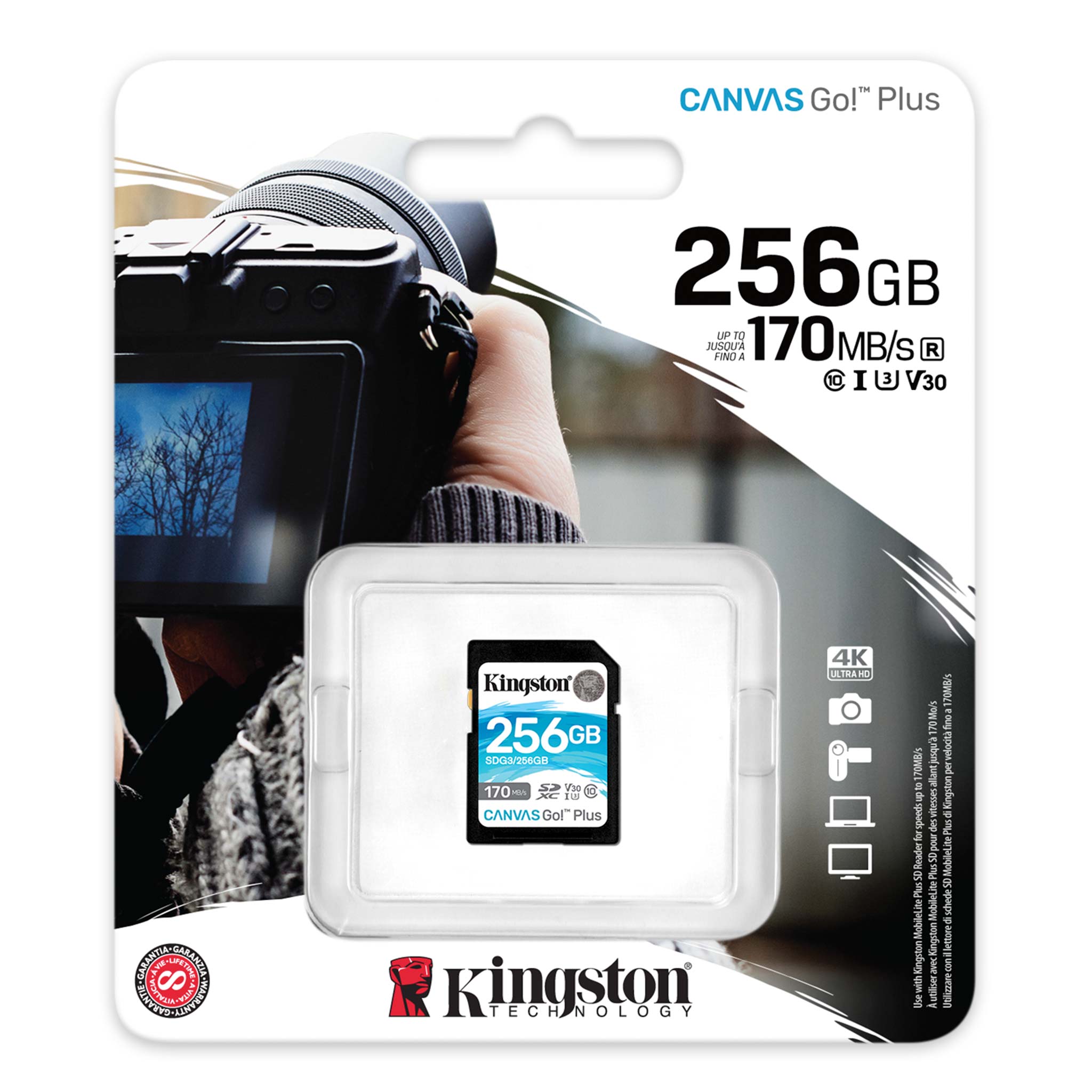 Card de memorie SD 256GB Kingston Canvas Go! Plus, 170Mbps photo 2