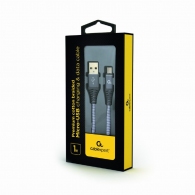 Cable USB2.0/Micro-USB Premium cotton braided - 1m - Cablexpert CC-USB2B-AMmBM-1M-WB2, Spacegrey/White, USB 2.0 A-plug to Micro-USB plug, blister thumbnav 2