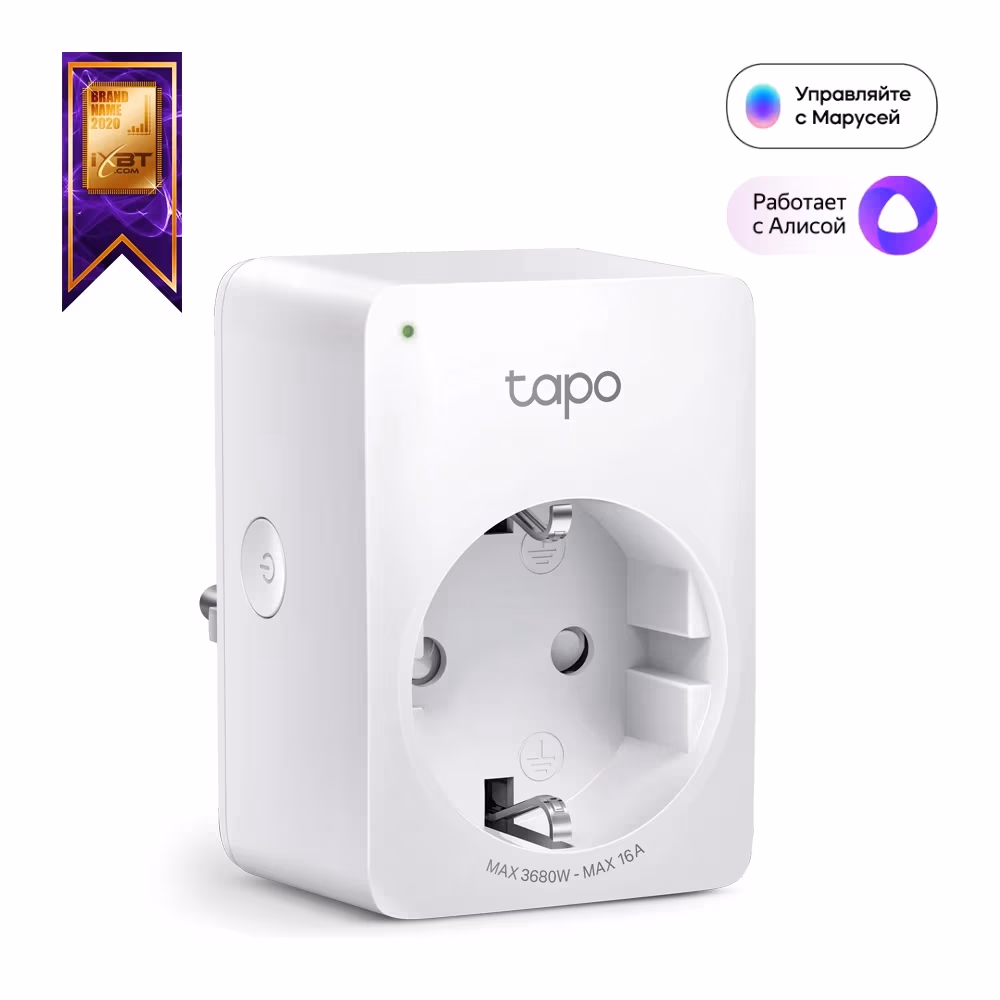 TP-LINK Tapo P110, Smart Mini Plug with Energy Monitoring, Wifi, Remote Access, Scheduling, Away Mode, Voice Control (The Google Assistant, Алиса) 