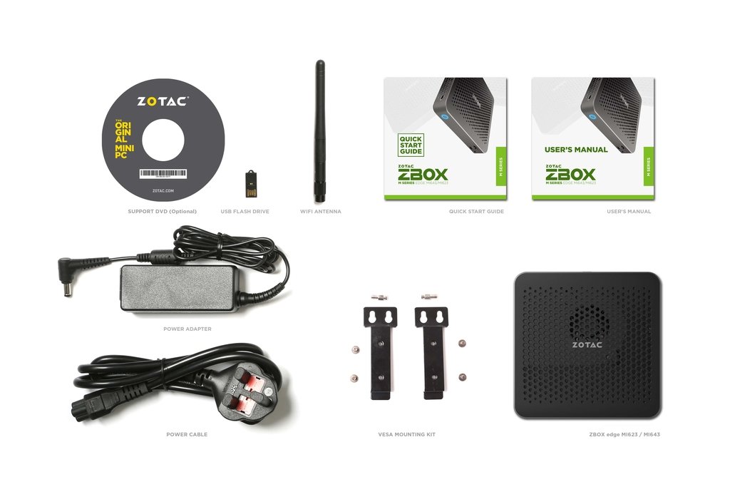 Mini PC ZOTAC ZBOX-MI623-BE, Active Cooling, Intel® Core™ i3-10110U 2C/4T, 2.1-4.1GHz, 2xDDR4 SODIMM, 2xM.2 slot, Intel UHD Graphics, 1xUSB-C 3.1, 3xUSB 3.1, 2xGbE LAN, WiFi(802.11ac)/BT5.0, HDMI, DP, Mic/Speak Out, microSD CR, VESA Mount, 28mm slim photo 2