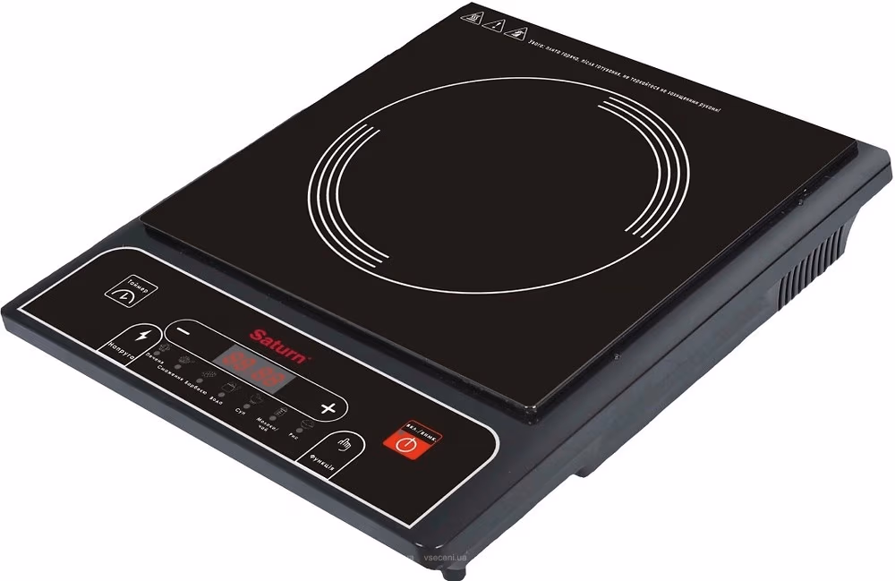 Plita de masa cu inductie Saturn STEC0197, 1 arzatoare, 2000 W, Negru