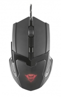 Trust Gaming GXT 101 Gav Mouse, 600 - 4800 dpi, 6 button, Illuminated logo in continuously changing colours ,Ergonomic & comfortable design, 1,8 m USB, Black thumbnav 1