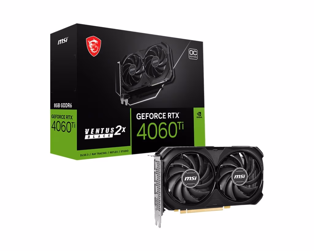 Видеокарта MSI GeForce RTX 4060 Ti VENTUS 2X BLACK 8G OC / 8GB / GDDR6 / 128bit