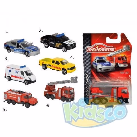 Majorette auto SOS 7,5 cm. 6-asort.