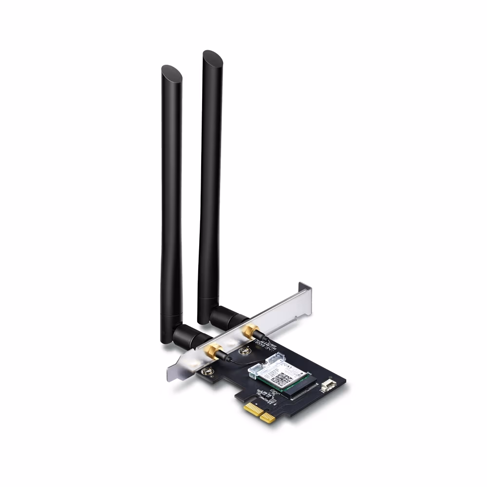 TP-LINK Archer T5E  AC1200 Wi-Fi Dual Band Bluetooth PCI Express Adapter, 867Mbps on 5GHz + 300Mpbs on 2.4GHz, 802.11a/b/g/n/ac, 2 Dual Band detachable аntennas, Bluetooth 4.2