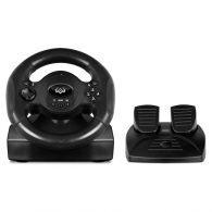 SVEN GC-W300 Racing Wheel, Rubber coating of the wheel for comfortable driving, Two axes, D-Pad, 10 additional buttons, Vibration feedback function, USB, Black thumbnav 1