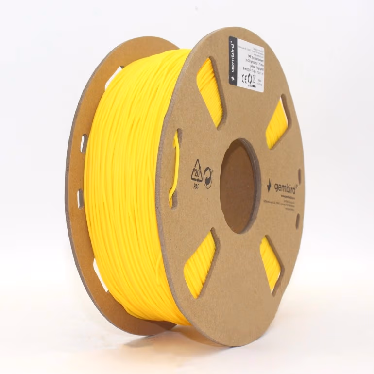 Gembird TPE flexible filament, Yellow, special thermopolymer allows to obtain materials similar to rubber, 1.75mm, 1kg 