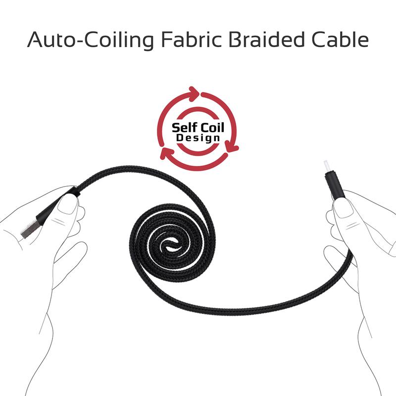 Cablu USB-A - USB Type-C Promate Coiline-C Black 1.2 /1.2m /Negru photo 5