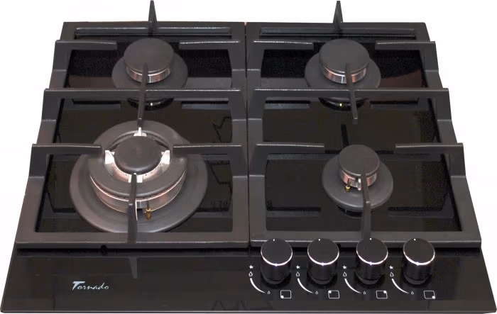 Встраиваемая  газовая панель Tornado TR4033 BLACK GLASS