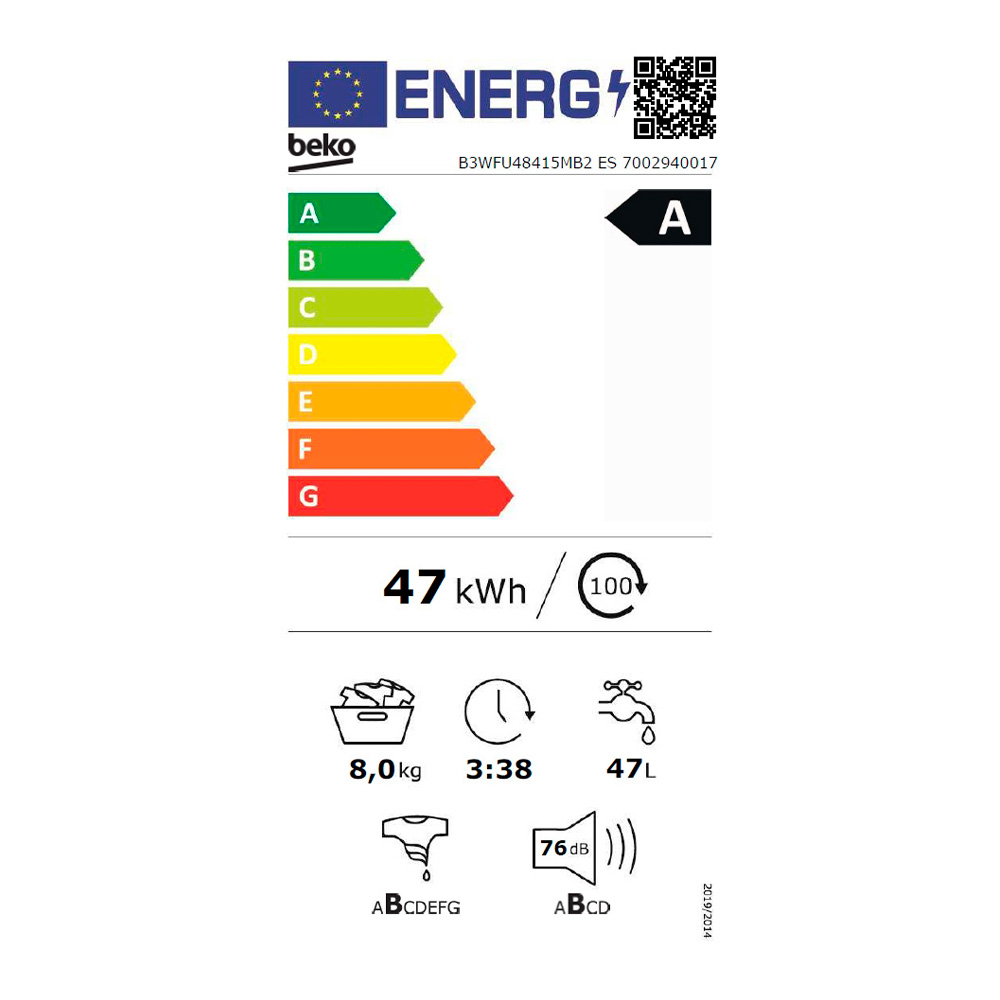 Стиральная машина Beko B3WFU48415MB2ES 8 кг / 1400 об/мин / A / Cерый photo 6