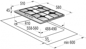 Встраиваемая  газовая панель Gorenje G6N40IX thumbnav 2