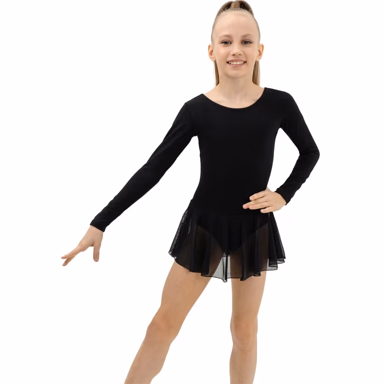 Купальник гимнастический с юбкой длинный рукав Grace Dance Gymnastic leotard 