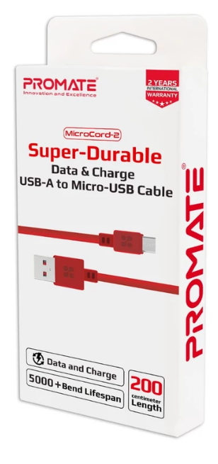 Cablu USB-A - Micro USB Promate MicroCord-2 2 /2m /Maro photo 2