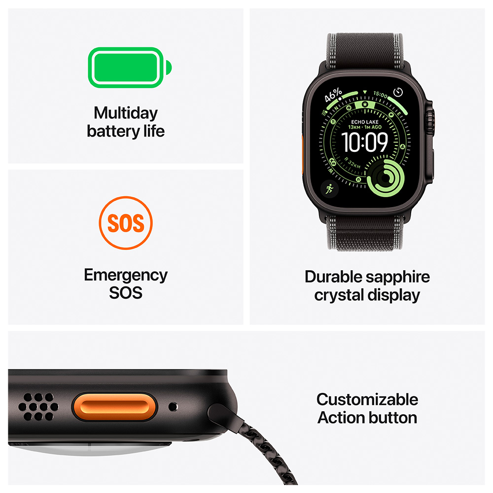 Ceas inteligent Apple Watch Ultra 3 GPS + Cellular 49mm Natural Titanium Case with Light Blue Alpine Loop - Small photo 3