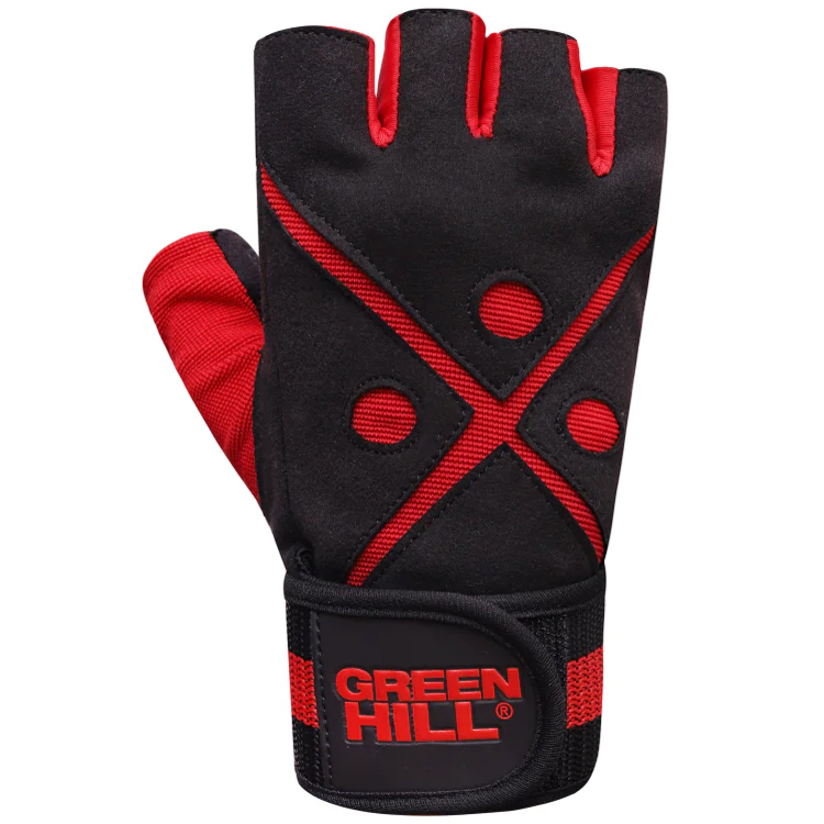 Перчатки для фитнеса  Green Hill Weight lifting gloves/WLG-6563/Черный/Красный photo 2